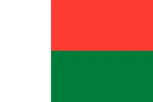 Drapeau tricolore de Madagascar. Blanc, rouge, vert.